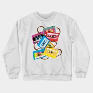 colorful 80s music cassettes with band salad Crewneck Sweatshirt